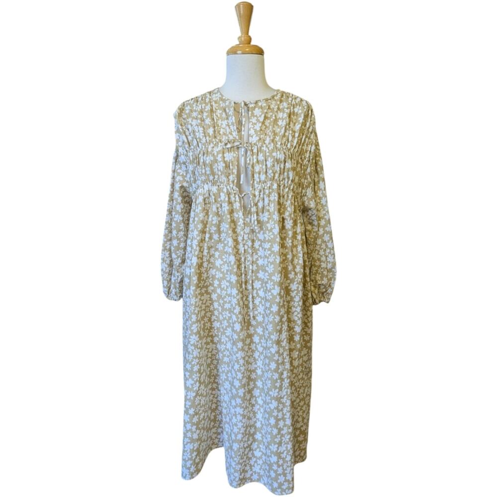 The Lullaby Club Beige Floral Midi Dress